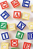 Alphabet toy blocks.