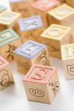 Alphabet toy blocks.