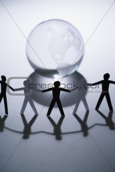 People and globe