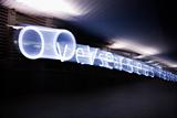 Blurred Overseas terminal sign.