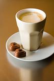 Cappuccino with chocolates