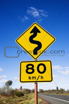 Speed limit curve ahead sign
