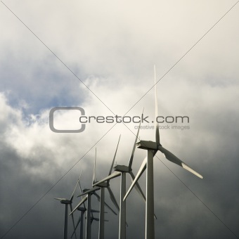 Row of wind turbines.