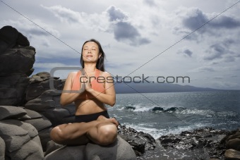 Woman in lotus pose
