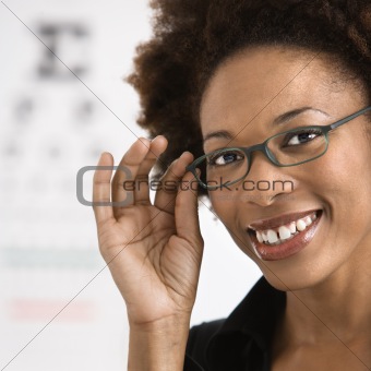 Woman getting eyeglasses
