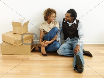 Young couple moving house