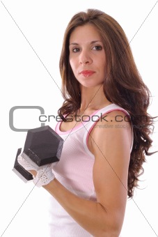 shot of a woman curling weights 