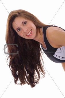 shot of a fitness woman with long hair