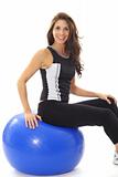 shot of a happy female on stability ball
