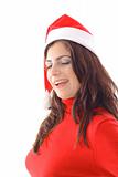shot of a Woman winking in Santa hat angle