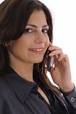 shot of a woman taking business call upclose