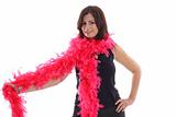 shot of a woman with pink boa