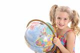 shot of a little girl holding globe