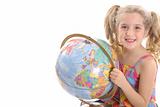 shot of a happy little girl holding globe