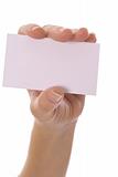 shot of a female hand holding blank card