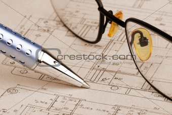 pen and glasses