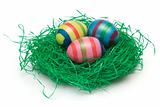 Three Easter Eggs on Grass