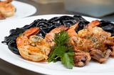 black spaghetti with shrimps