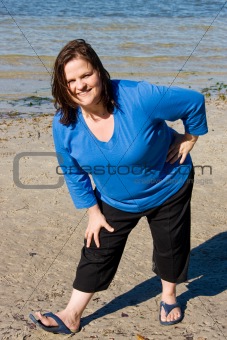 Plus Sized Fitness- Stretch on Beach