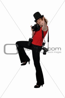 Smily girl with camera