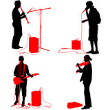 Set  silhouettes  musicians playing musical instruments. Vector 
