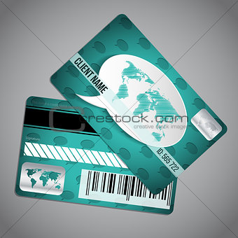 Loyalty card with world map on speech bubble