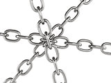 Six metal chains joined together