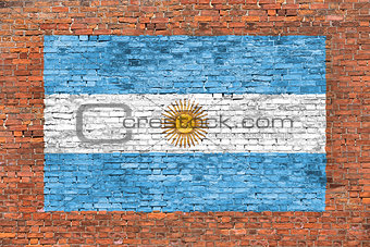 Flag of Argentina painted on brick wall
