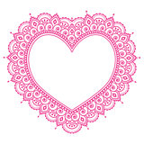 Heart Mehndi pink design, Indian Henna tattoo pattern - love concept