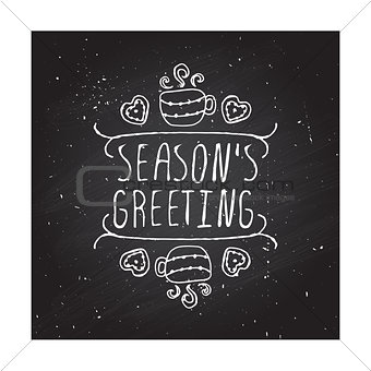 Winter greeting card with text on chalkboard background