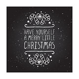 Christmas greeting card with text on chalkboard background
