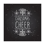 Christmas greeting card with text on chalkboard background
