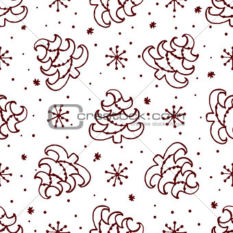 Christmas seamless pattern with fir-trees