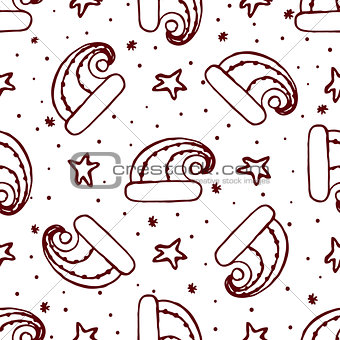 Christmas seamless pattern with hat of Santa Claus