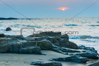 gloomy landscape seashore at sunset in Goa