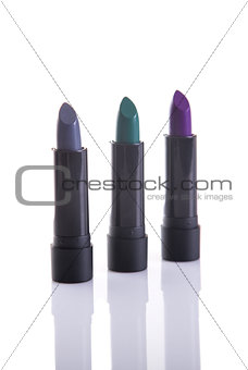 Set of lipsticks in trendy colors  