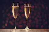 Two festive champagne glasses 