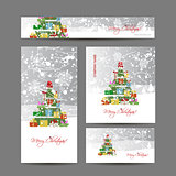 Cards with christmas tree for your design