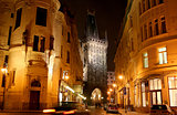 Powder tower in Prague in the evening