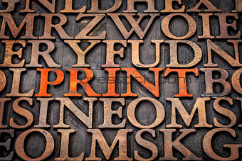 print word abstract in wood type 