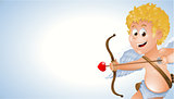 Cartoon cupid showing a blank white background banner ad