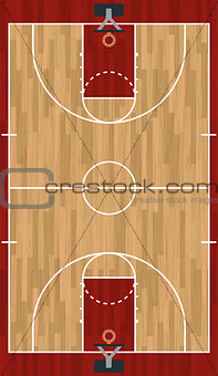 Realistic Vertical Basketball Court Illustration