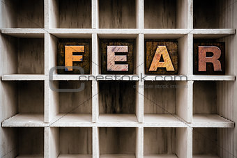 Fear Concept Wooden Letterpress Type in Draw