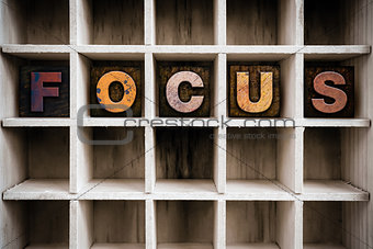 Focus Concept Wooden Letterpress Type in Draw