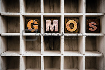 GMOs Concept Wooden Letterpress Type in Draw