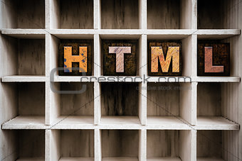 HTML Concept Wooden Letterpress Type in Draw