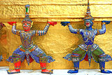 Giant Statues (Thai Golden Demon Warrior) in Temple