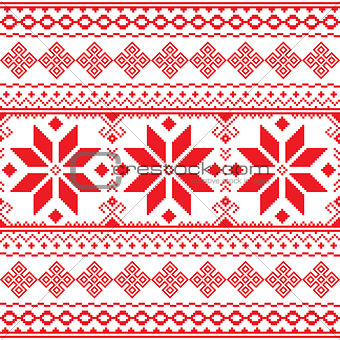 Traditional folk red embroidery pattern from Ukraine or Belarus - Vyshyvanka