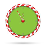 Candy cane clock  isolated on white