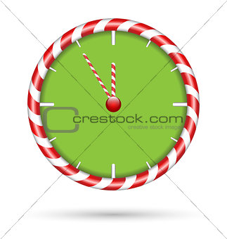 Candy cane clock  isolated on white